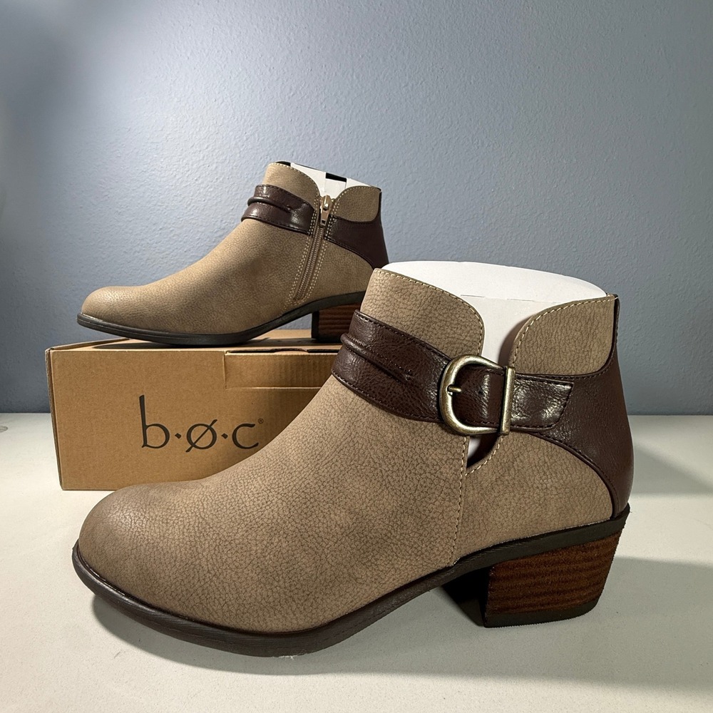 BOC by Born Gemm Buckle Bootie Womens Brown Ankle Boots Block Heel Size‎ 9 NEW